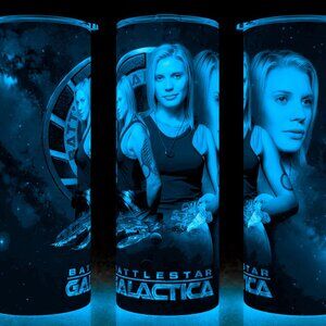 Glow in the Dark Battlestar Galactica Starbuck SciFi Cup Mug Tumbler